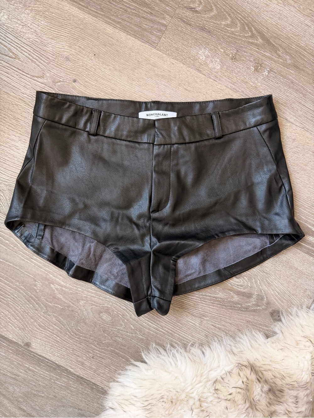 NONchalant Black Faux Leather High-Waist Women’s Shorts